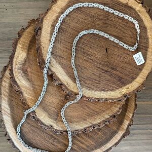 Byzantine Sterling Silver Woven Chain Necklace Made in Italy